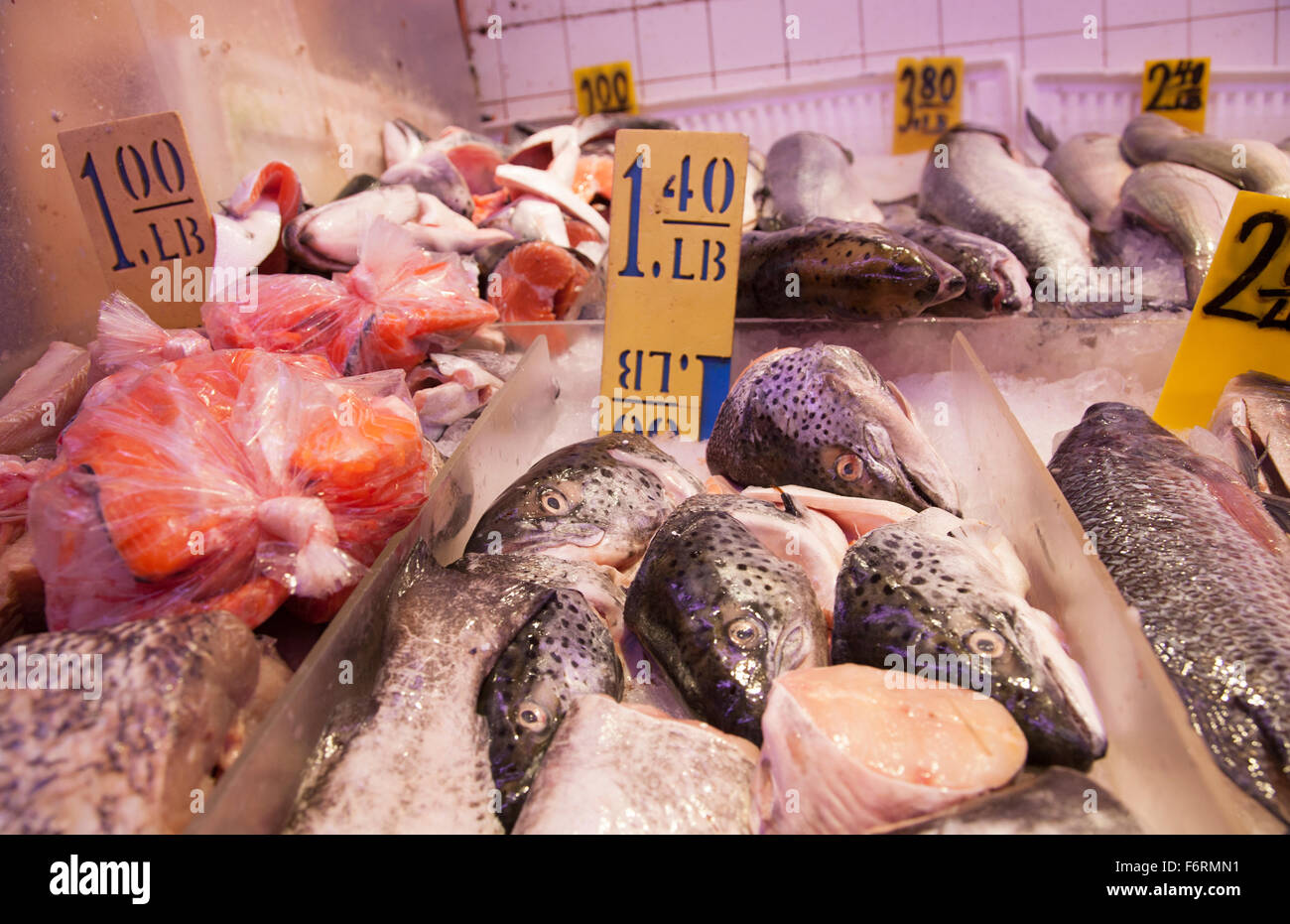 Fresh fish market in Chinatown New York City Manhattan selling fish to customers Stock Photo Alamy