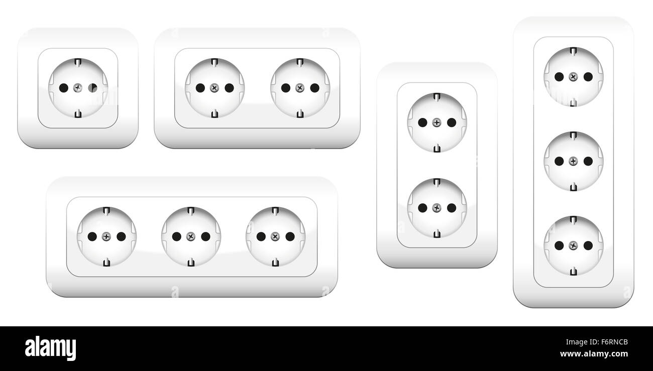 Multiple electric sockets Cut Out Stock Images & Pictures Alamy