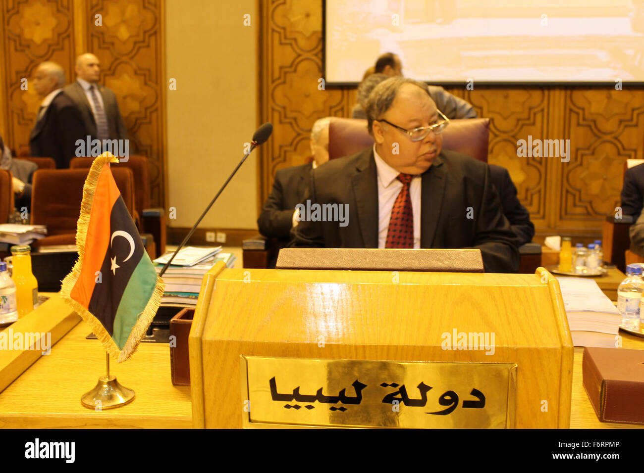 Cairo, Egypt. 19th Nov, 2015. Arab Justice ministers attend a meeting at the Arab League headquarter, in Cairo on November 19, 2015. The Arab Justice Minister' Executive Bureau held its 57th meeting on Wednesday in Cairo to discuss means of combating terrorism and Arab agreement to dry up the financial sources of the phenomenon as well as the establishment of Arab judicial network in this regard Credit:  Stringer/APA Images/ZUMA Wire/Alamy Live News Stock Photo