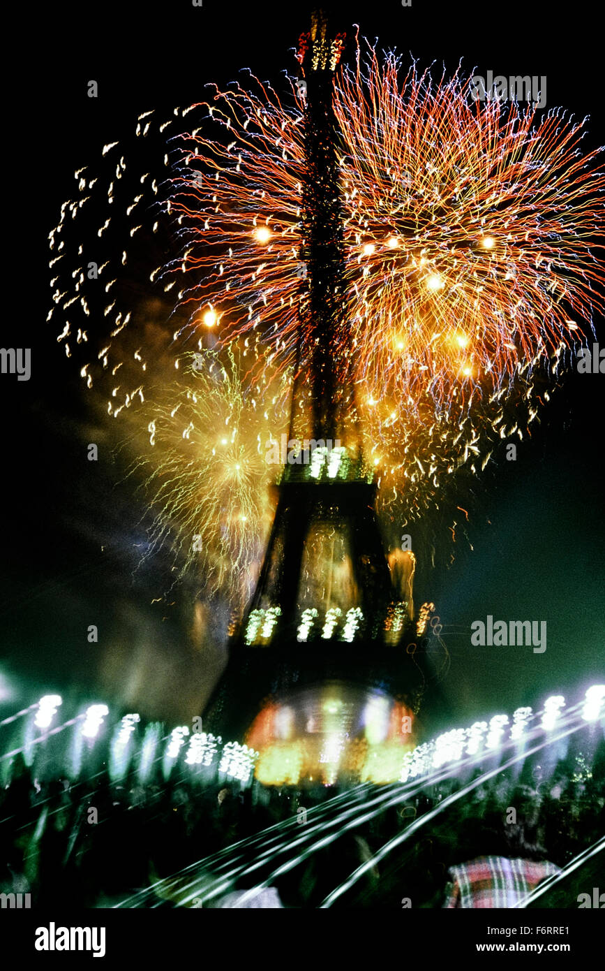 Fireworks at the Eiffel Tower, Paris. France. Europe. Stock Photo