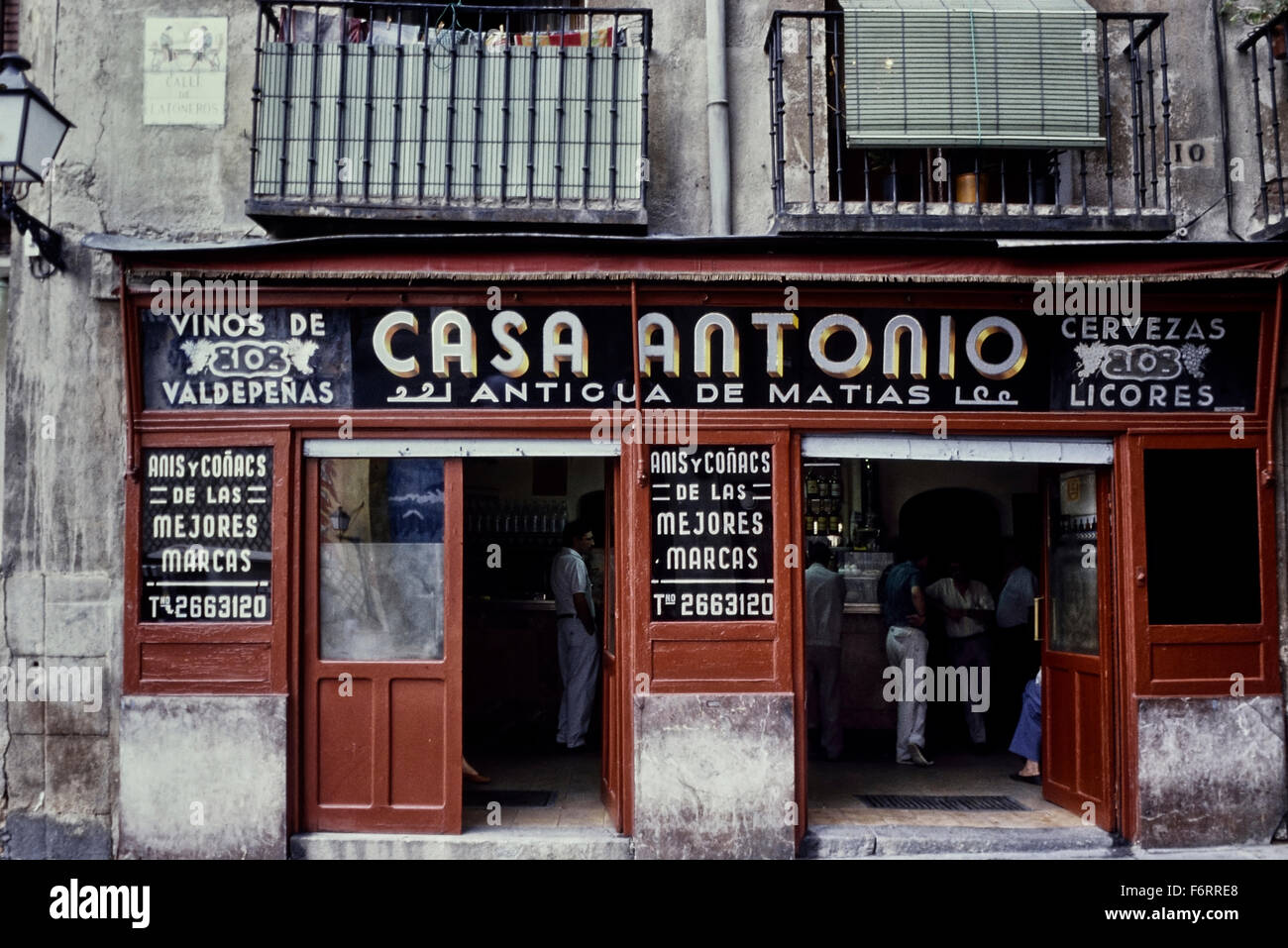 Bar Antonio, Calle de Latoneros, Madrid. Spain. Stock Photo