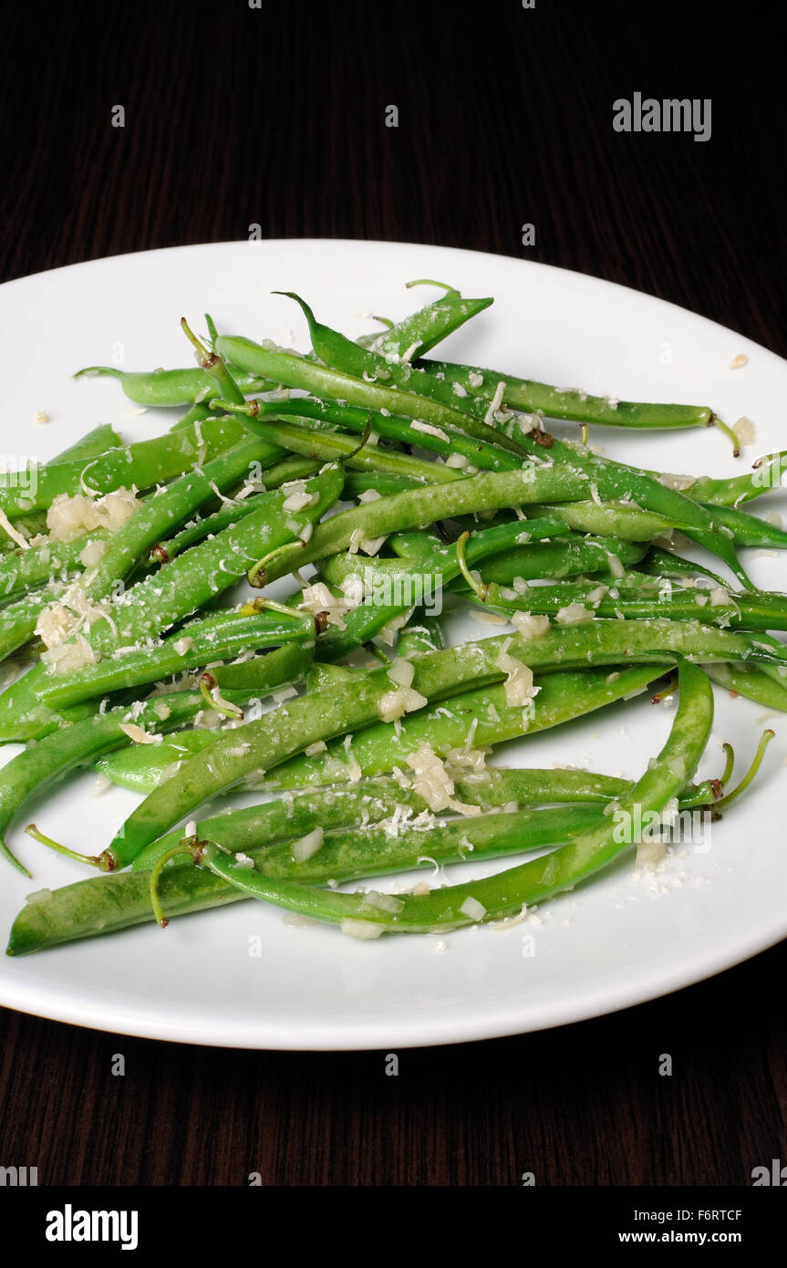 Salad of green beans with garlic and parmesan Stock Photo Alamy