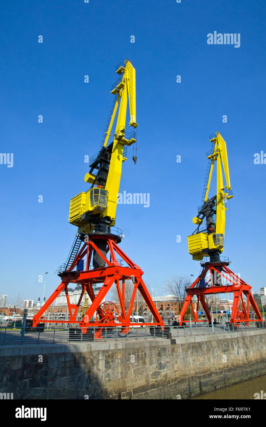 Cranes in Puerto Madero, part of the harbour of Buenos Aires, Argentina Stock Photo