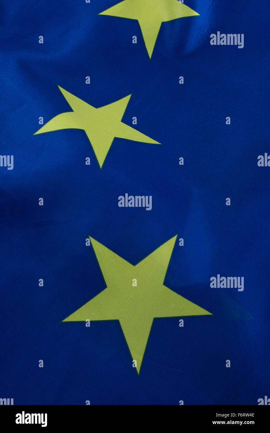 3 yellow stars of the EU / European Union flag. Abstract EU flag. Stock Photo