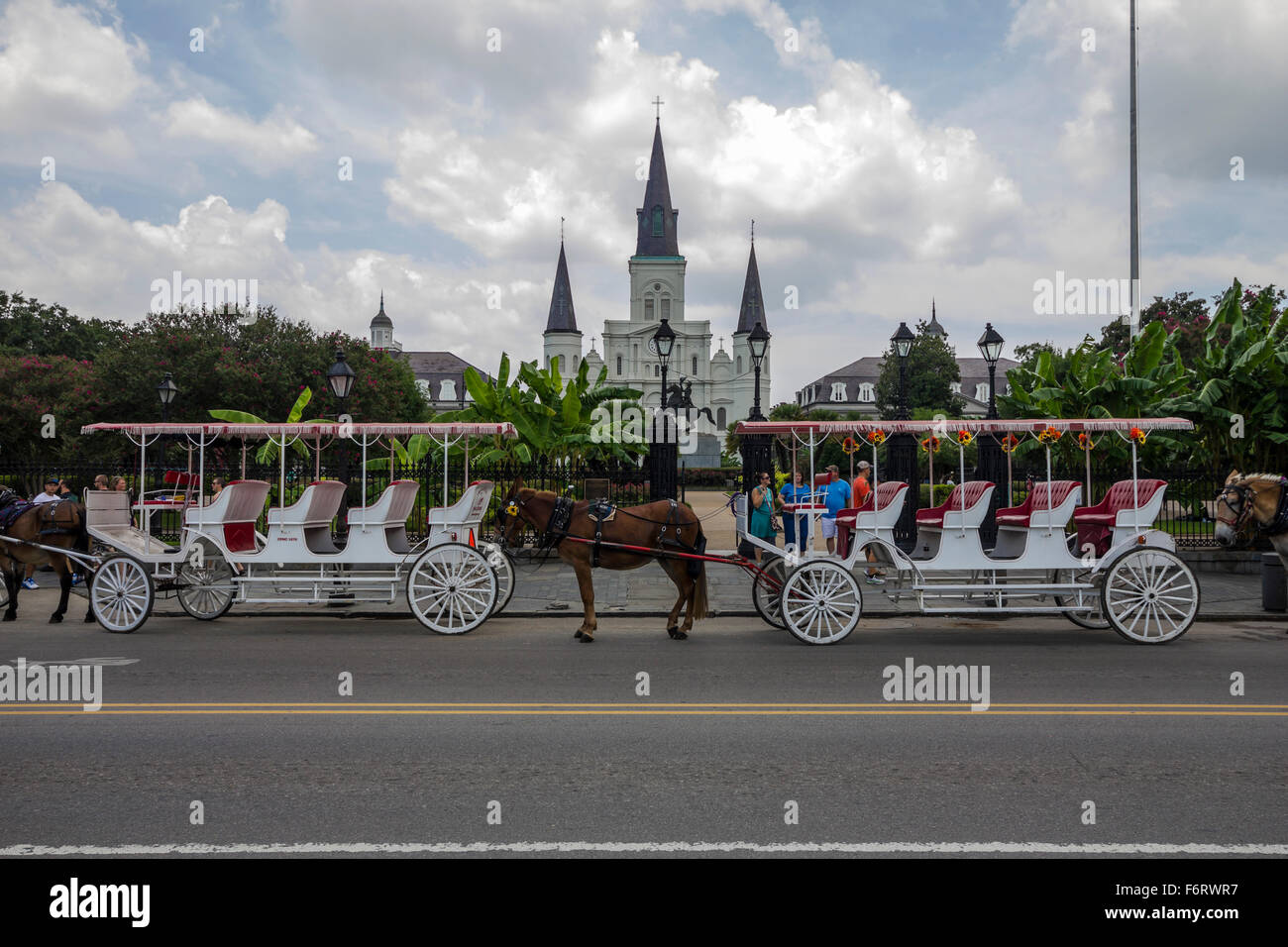 Carriage in front of the castle, New Orleans Stock Photo