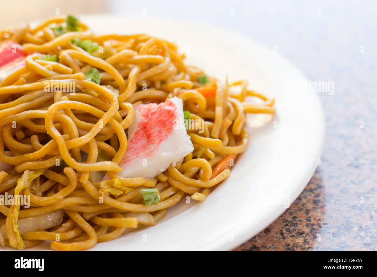 Delicious chinese food, Lobster Lo Mein stir fry Stock Photo