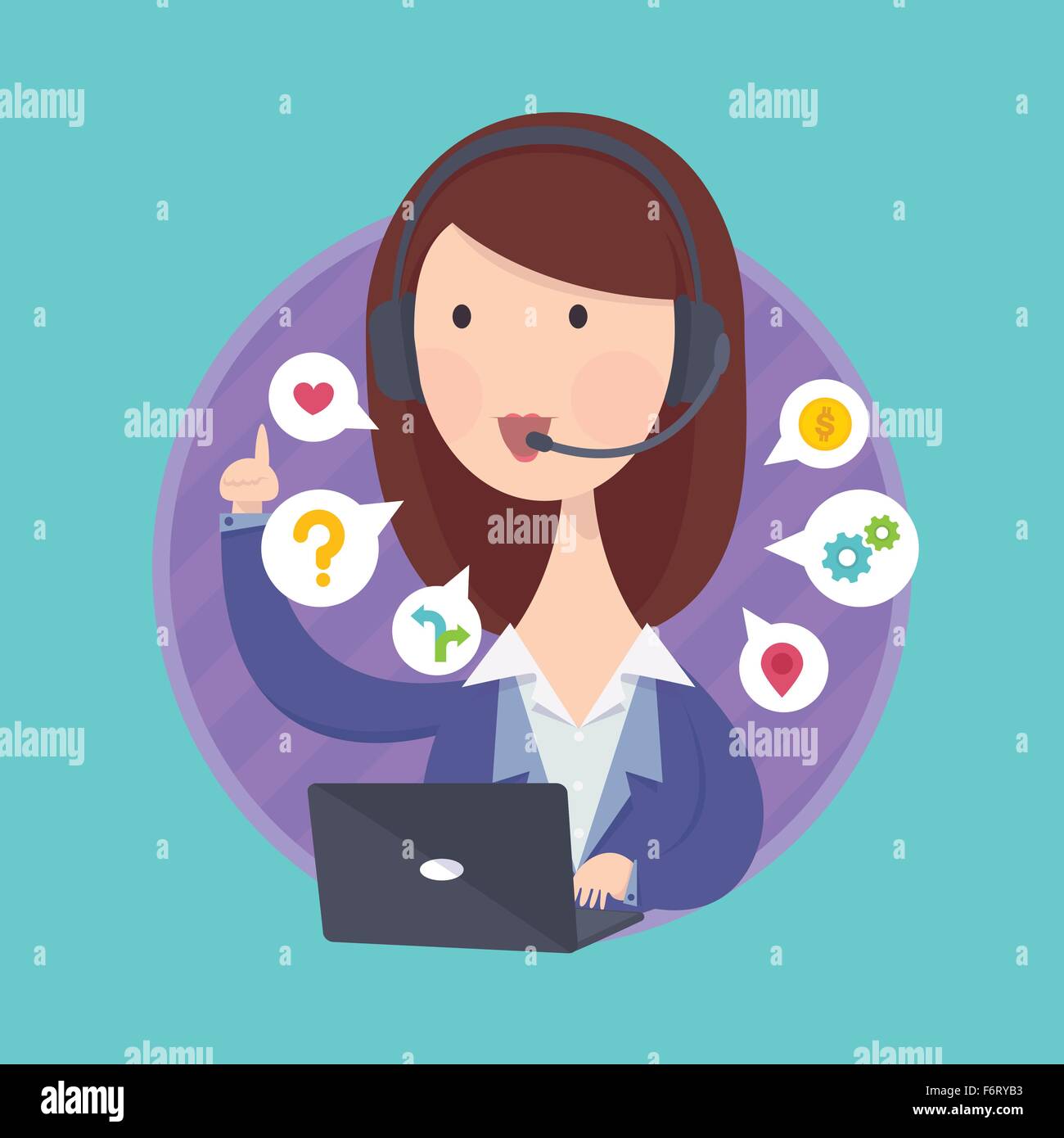 Vector illustration of customer support help desk woman operator service concept Stock Vector