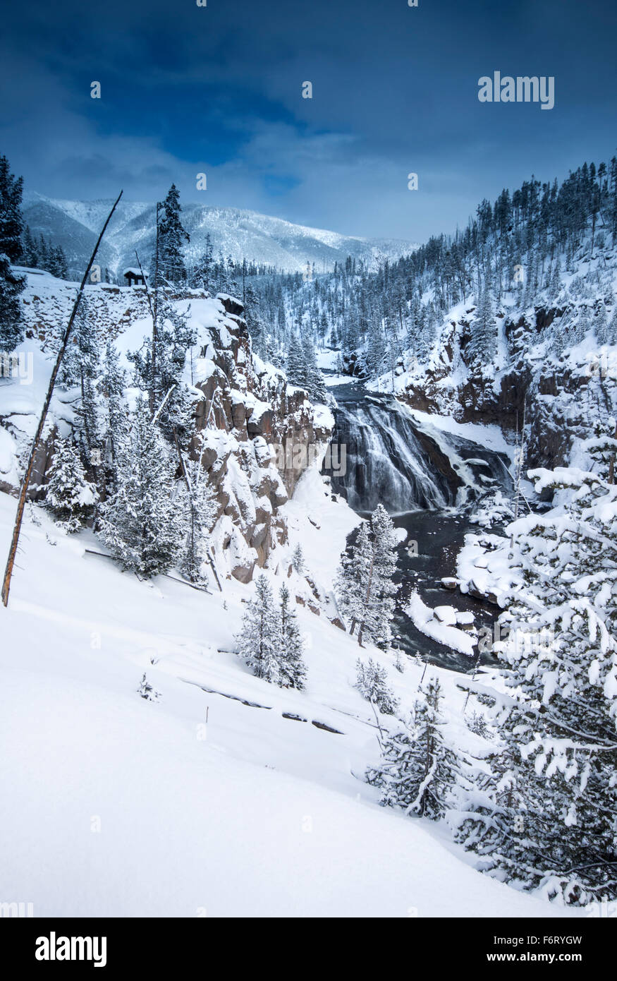 View of Gibbon Falls, Yellowstone National Park, Wyoming, United States Stock Photo