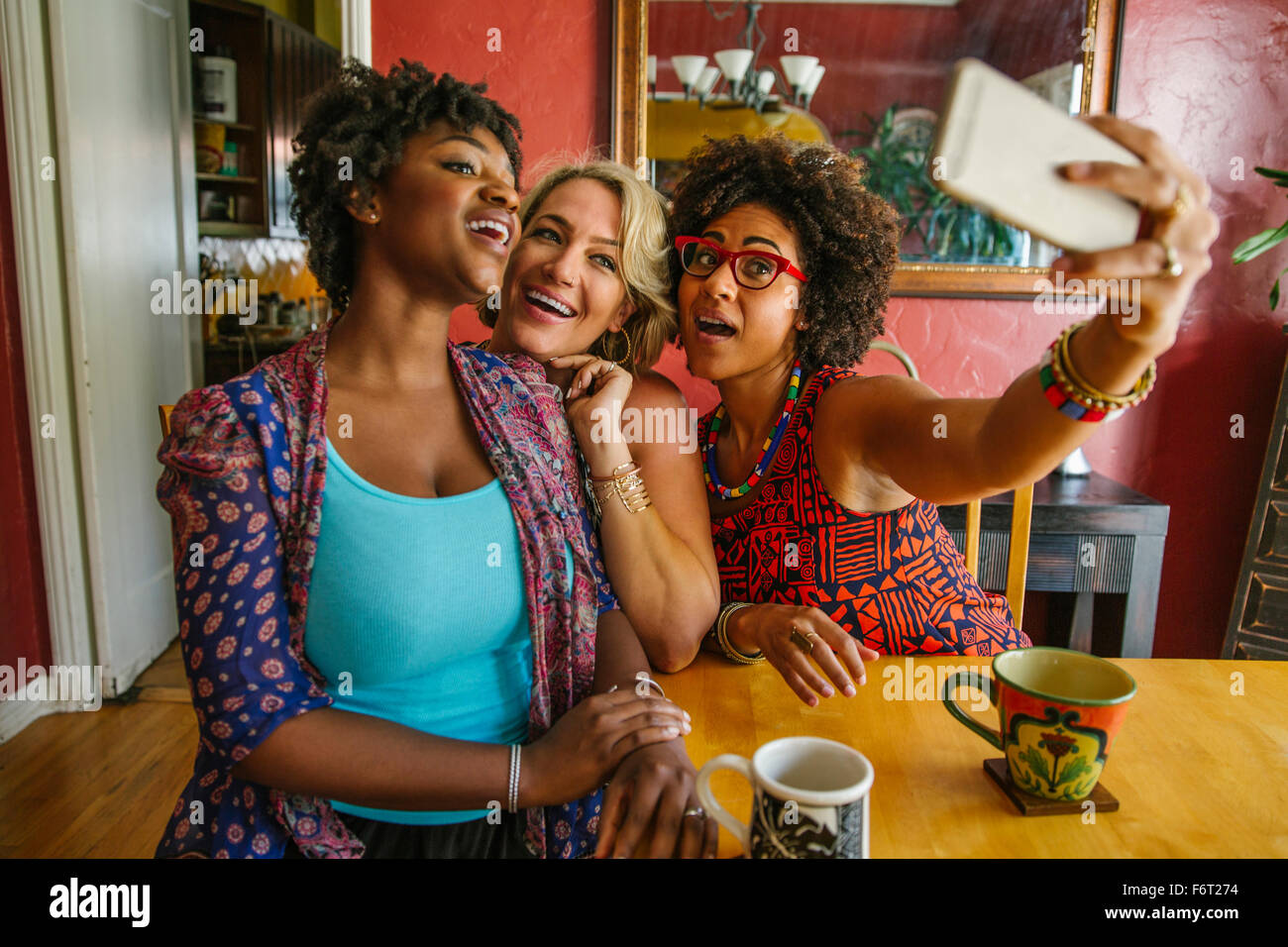 Mixed race female taking selfie hi-res stock photography and images - Alamy