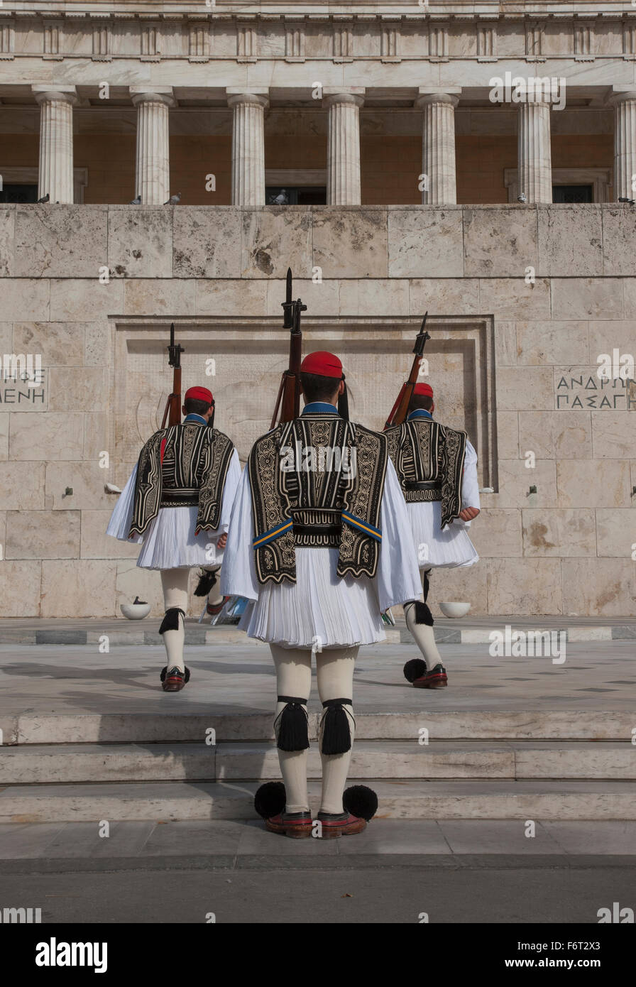 Soldiers guarding Parliament building, Athens, Greece Stock Photo