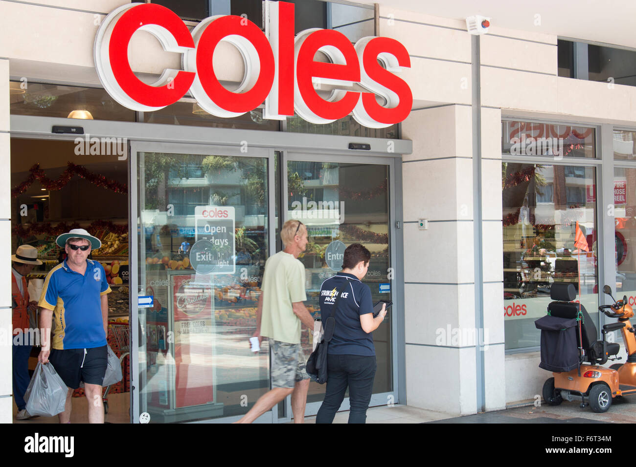 Coles supermarket grocery store in Manly Beach, Sydney, Australia, man