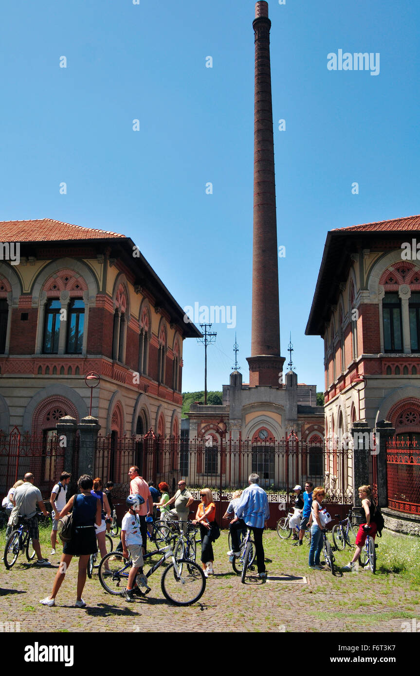 Italy, Lombardy, Crespi d'Adda, World Heritage Site, Worker Village, Tourists Stock Photo