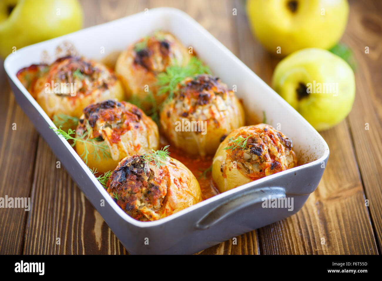 quince-stuffed-with-meat-sauce-baked-stock-photo-alamy
