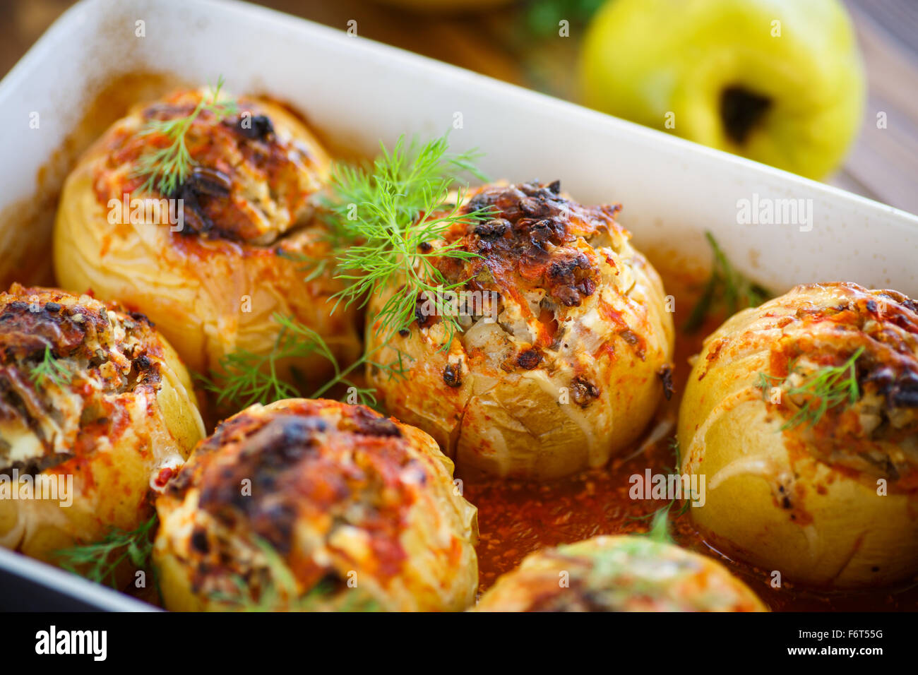 quince-stuffed-with-meat-sauce-baked-stock-photo-alamy