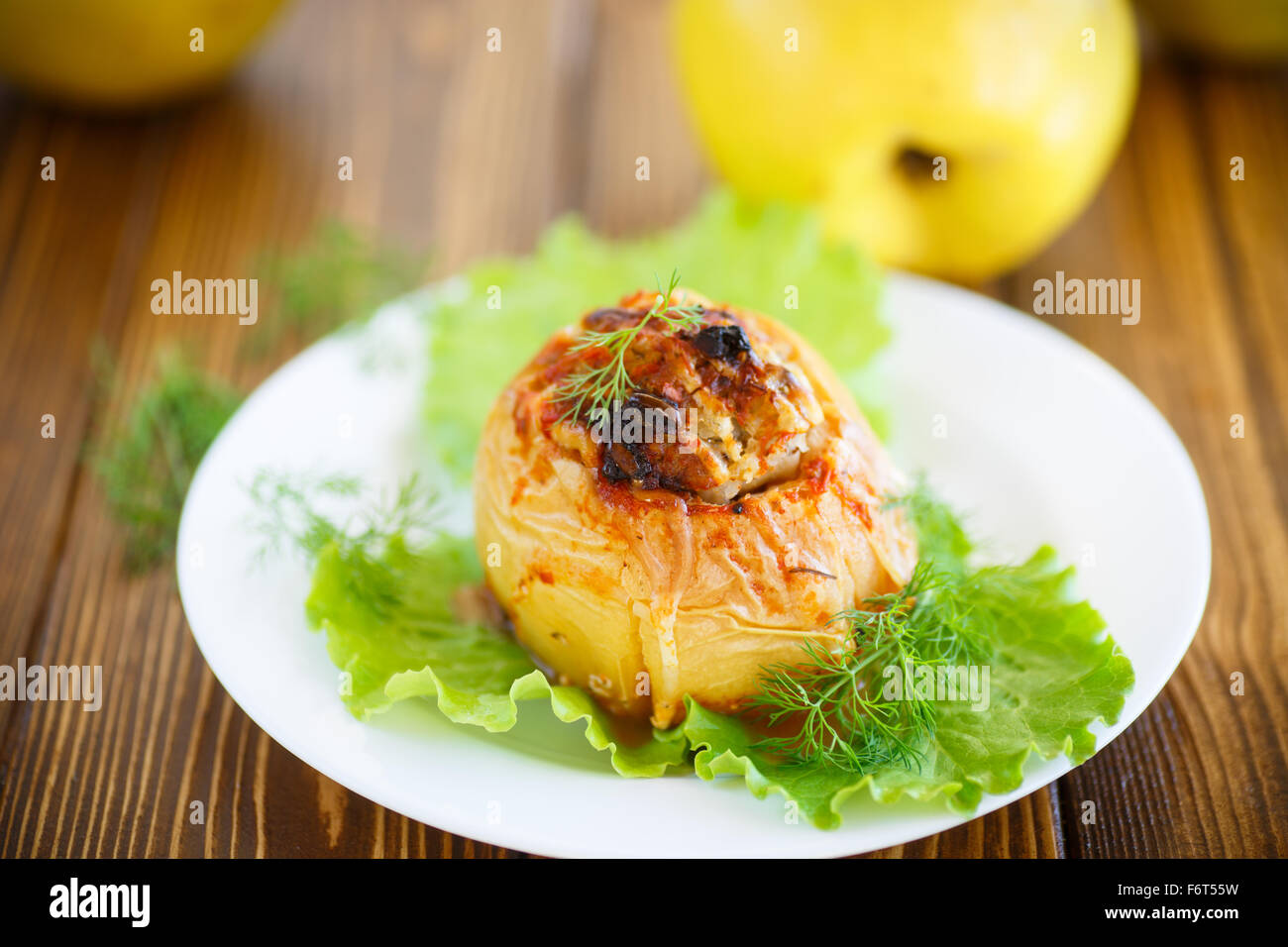 quince-stuffed-with-meat-sauce-baked-stock-photo-alamy