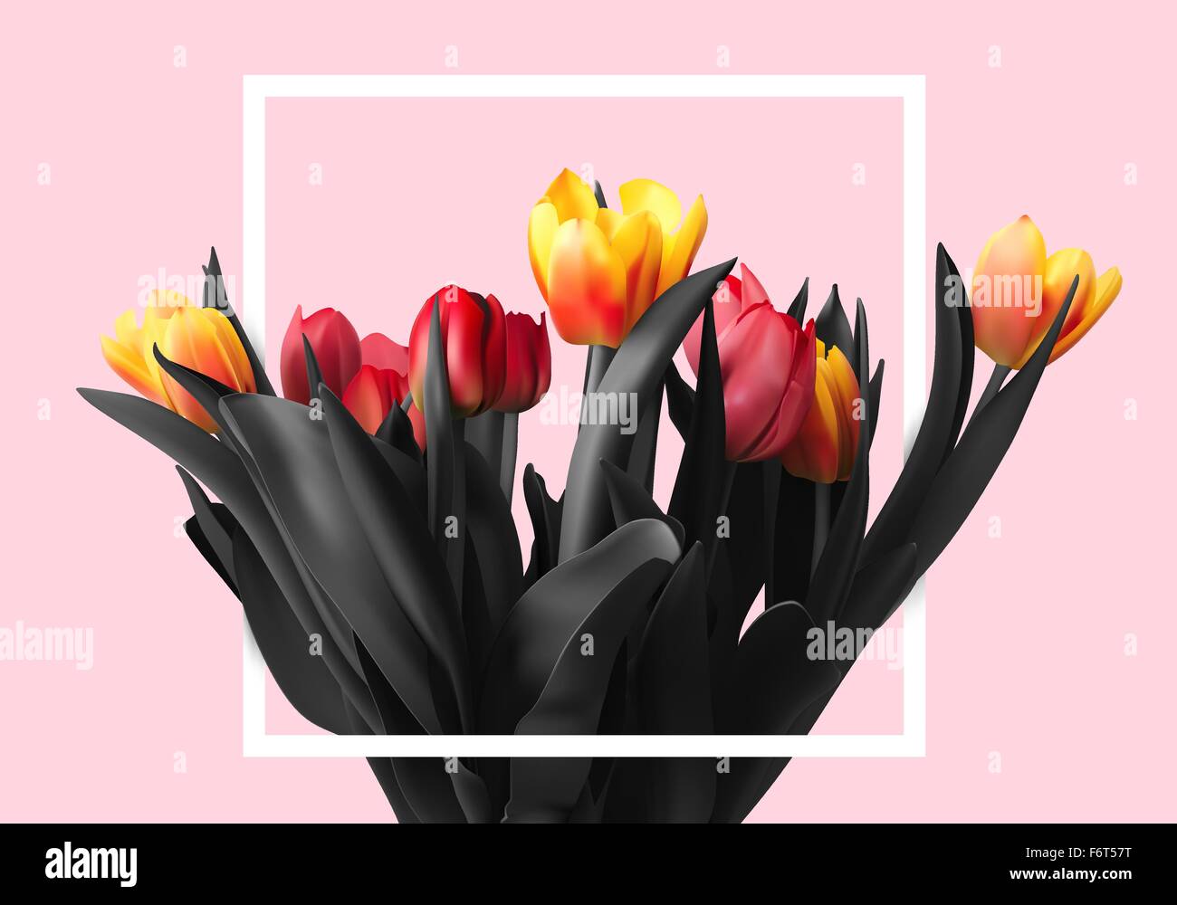 Bouquet color beautiful tulips Stock Vector Image & Art - Alamy