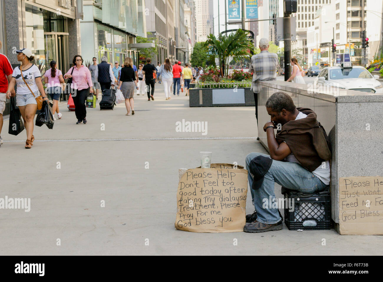 Homeless man, Michigan Avenue, Chicago, Illinois Stock Photo Alamy