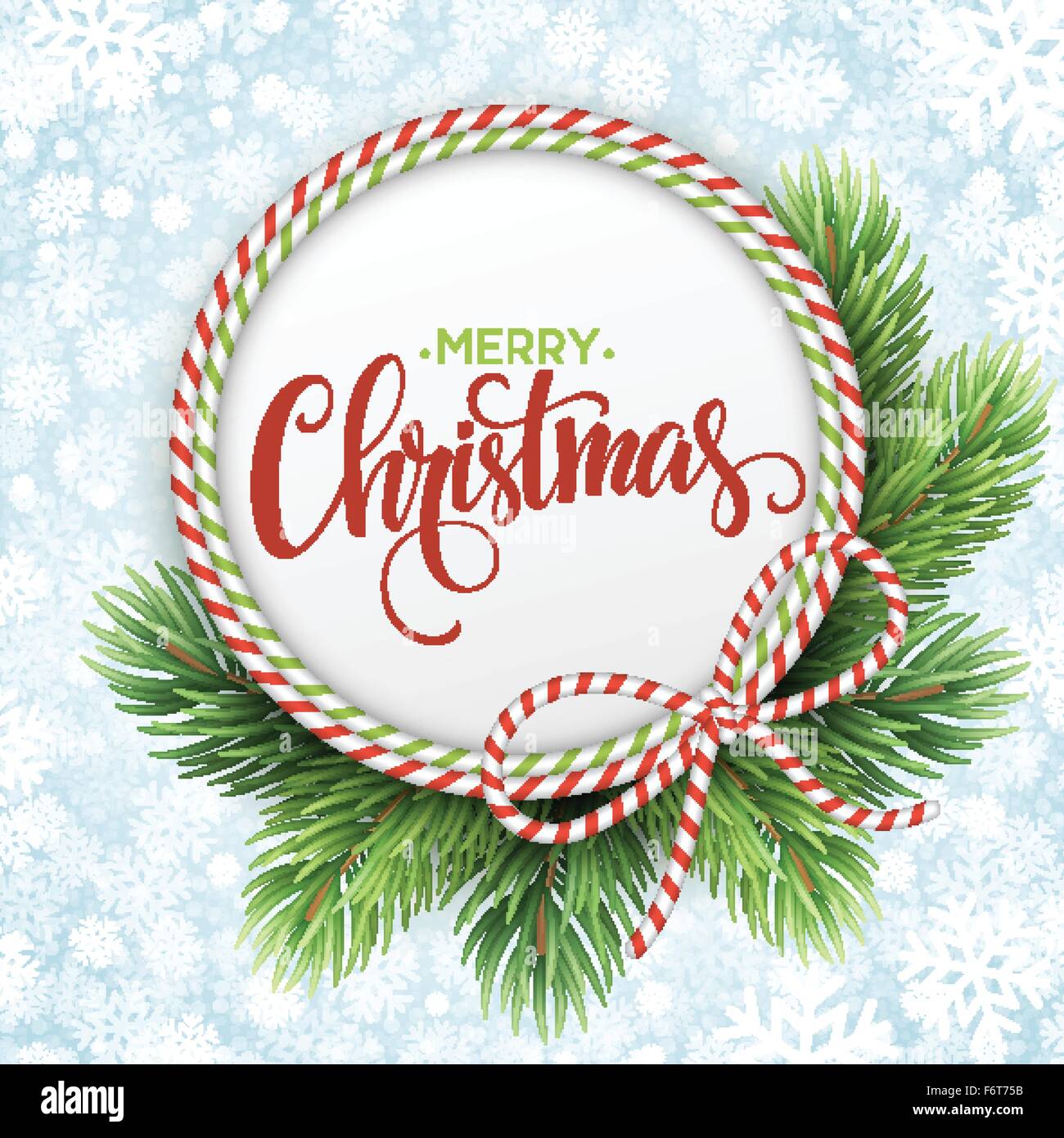 Christmas circle frame of fir branches. Vector illustration Stock