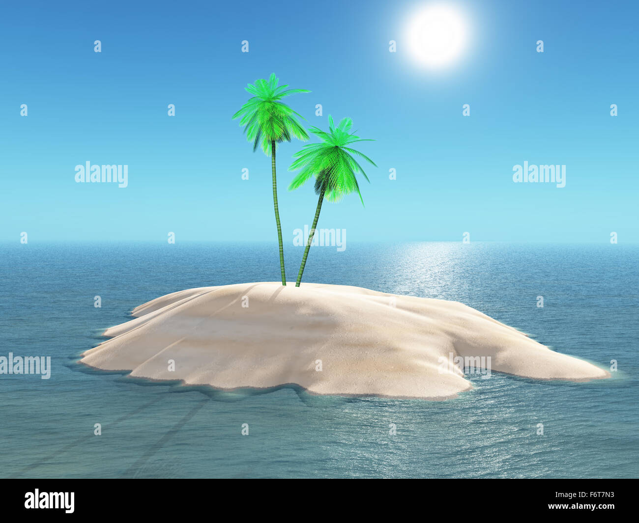 3D render of a palm tree island in the sea Stock Photo - Alamy