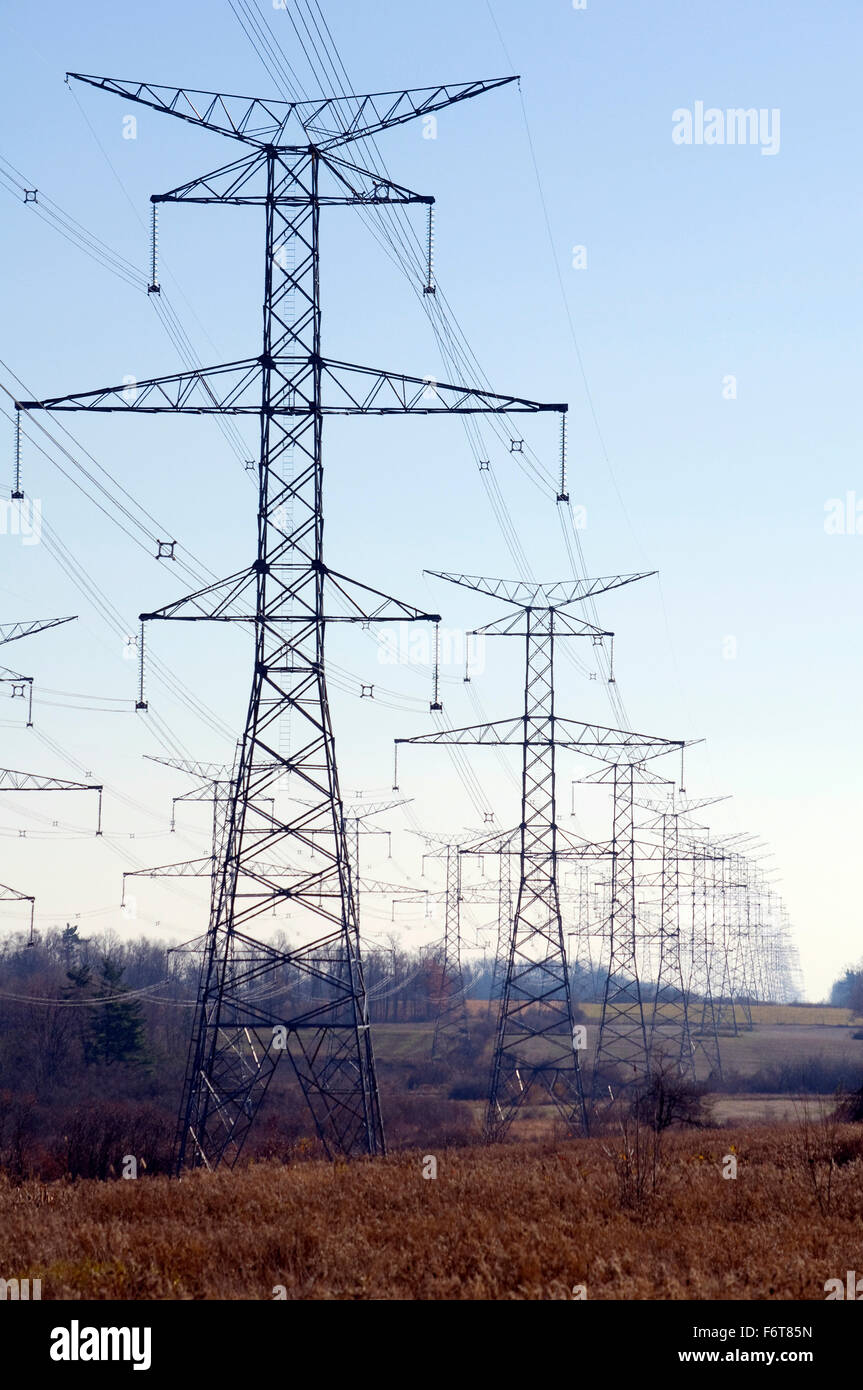 Hydro Electric Transmission towers in Southern Ontario, Canada Stock