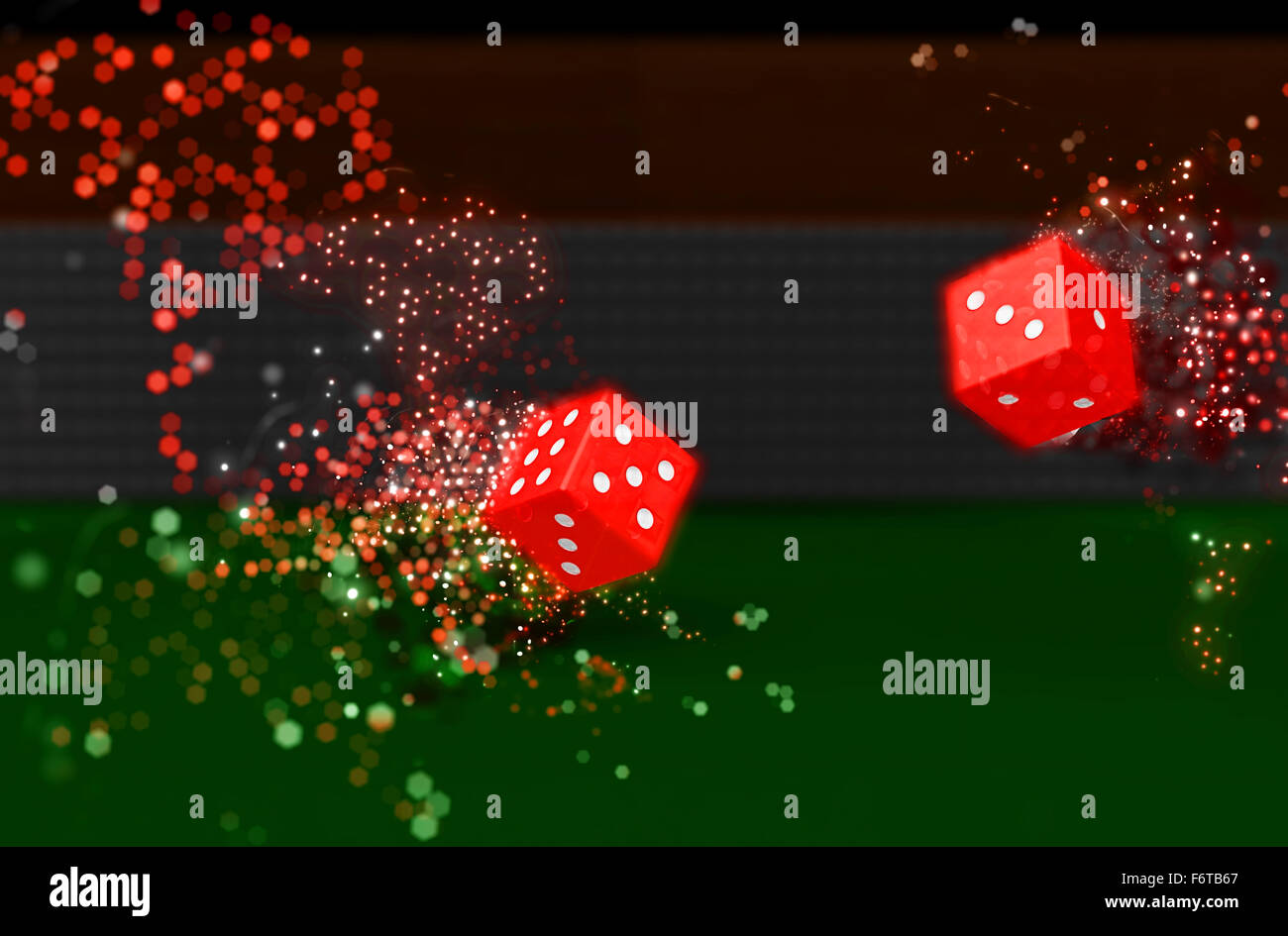 3D render of rolling dice with bokeh light effect Stock Photo Alamy