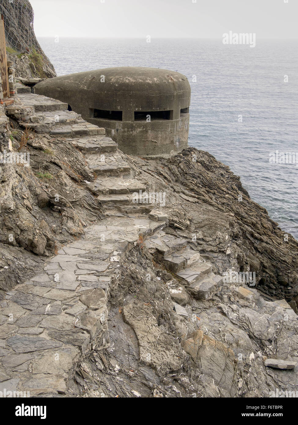 Second world war defences, pillbox bunker. Italian coast Stock Photo