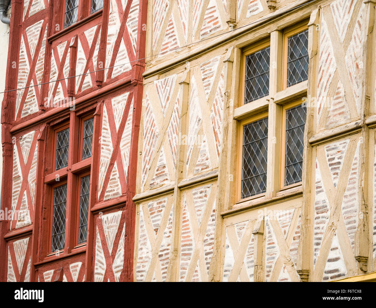 Timber frame facade in Montrichard. These timber framed houses date from  the second half of the 15th century Stock Photo - Alamy