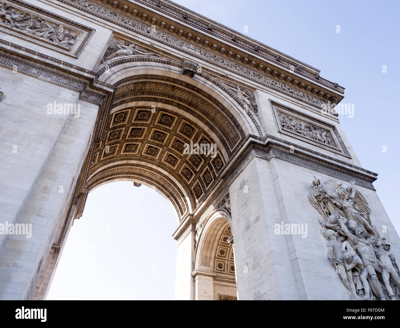 The Arc de Triomphe from below. The view from the traffic island