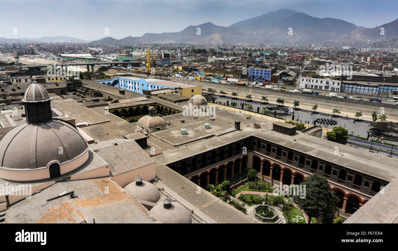 Church and convent of Santo Domingo in the city of Lima in the background. Stock Photo