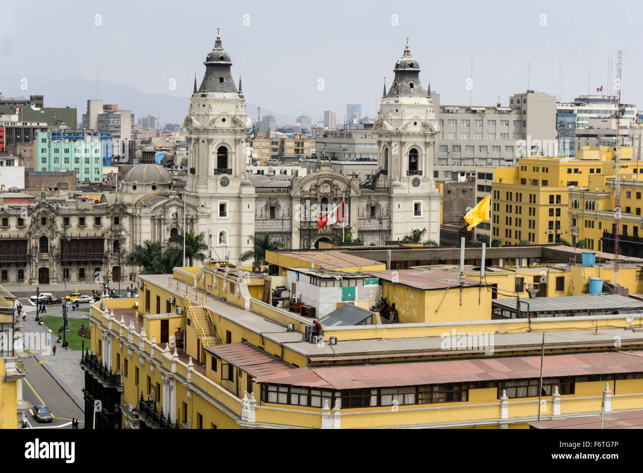 City of Lima,Peru. Historical center and the Cathedral towers. Stock Photo