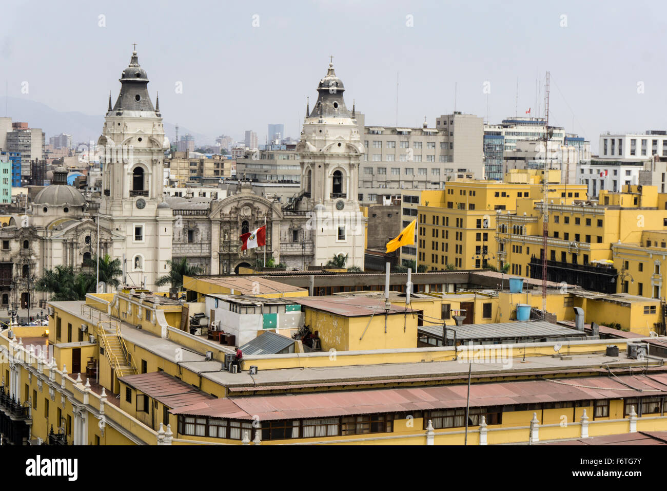 City of Lima,Peru. Historical center and the Cathedral towers. Stock Photo