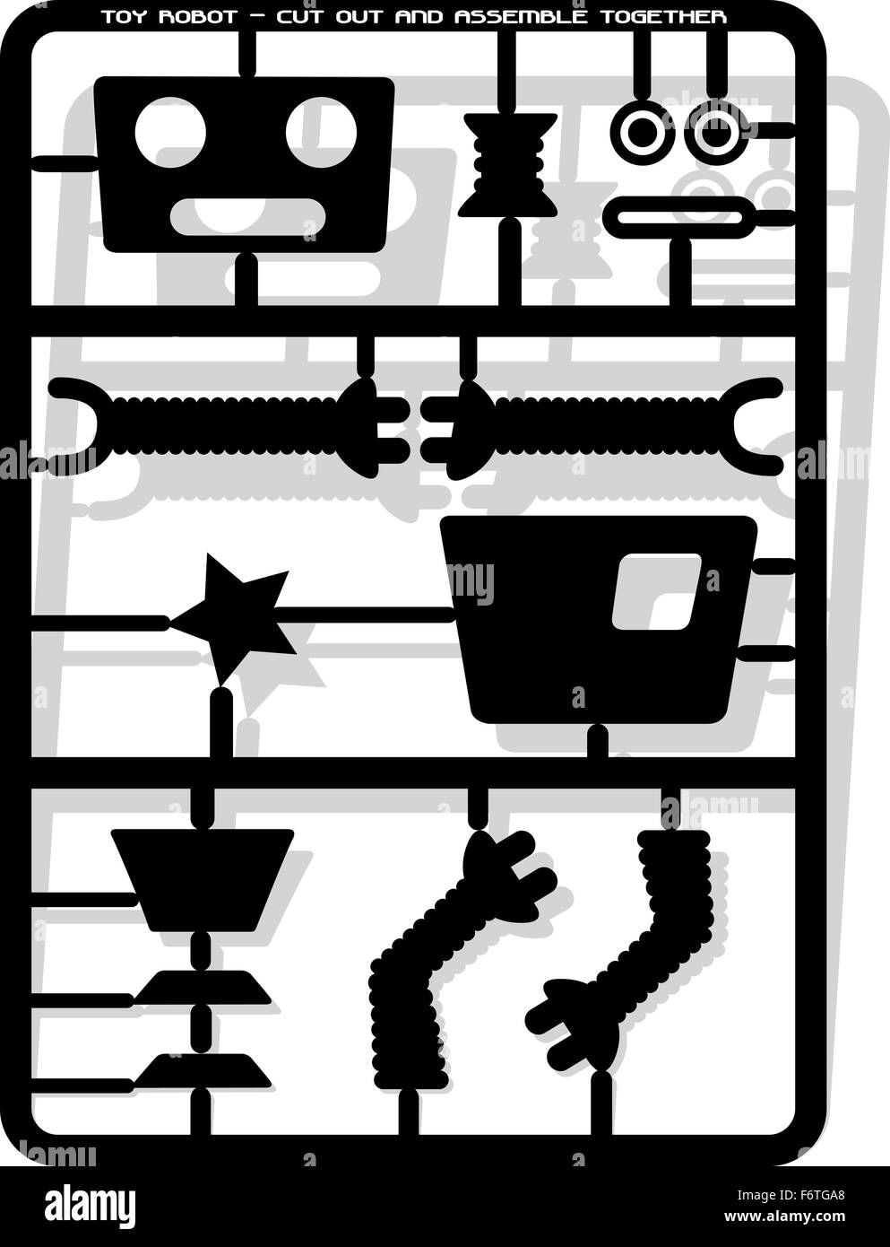 Robot parts cut out and assemble template for children Stock Vector