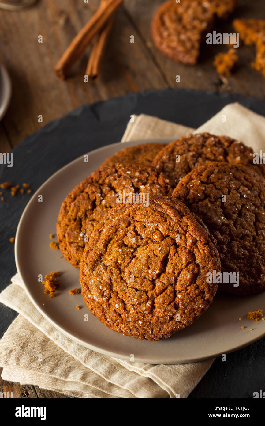 Warm Homemade Gingersnap Cookies topped with Sugar Stock Photo