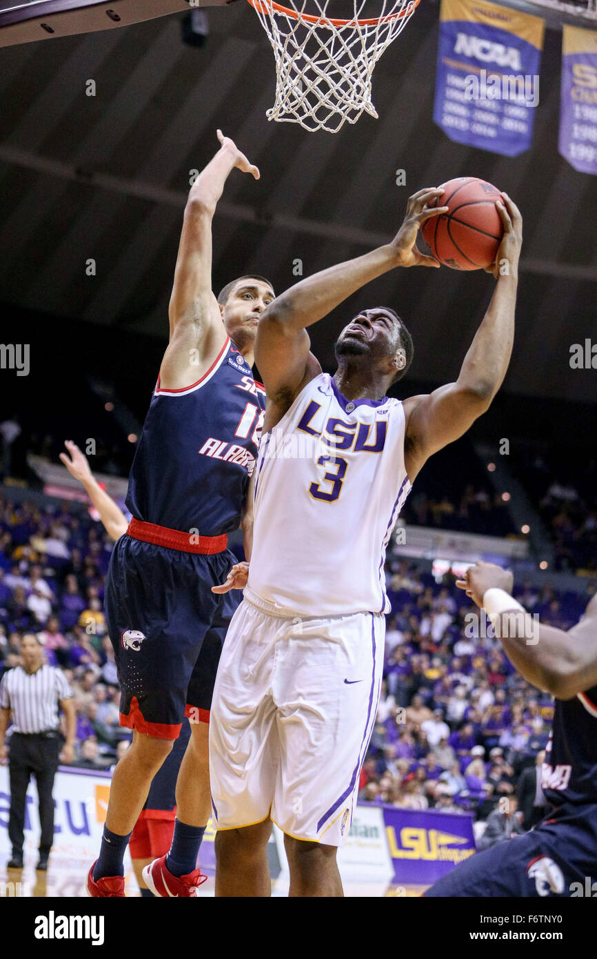 Baton Rouge, LA, USA. 19th Nov, 2015. LSU Tigers center Elbert Robinson III (3) during an NCAA basketball game between the LSU and South Alabama at the Pete Maravich Assembly Center in Baton Rouge, LA. LSU Tigers defeat South Alabama Jaguars 78-66. Stephen Lew/CSM/Alamy Live News Stock Photo