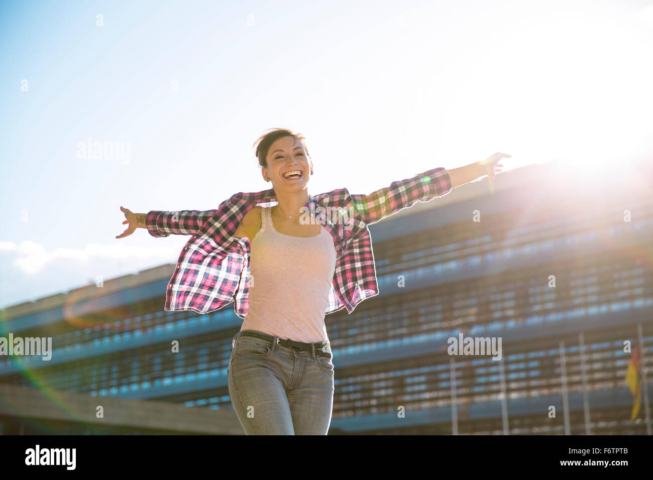 Back view dancing young beautiful hi-res stock photography and images ...