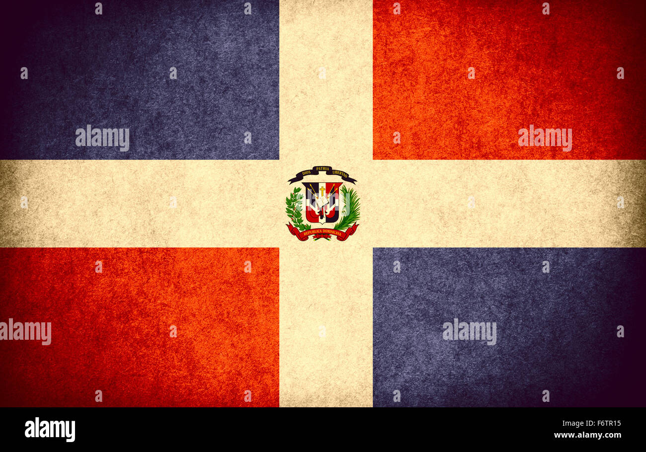 flag of Dominican Republic or Dominican banner on paper rough pattern vintage texture Stock Photo