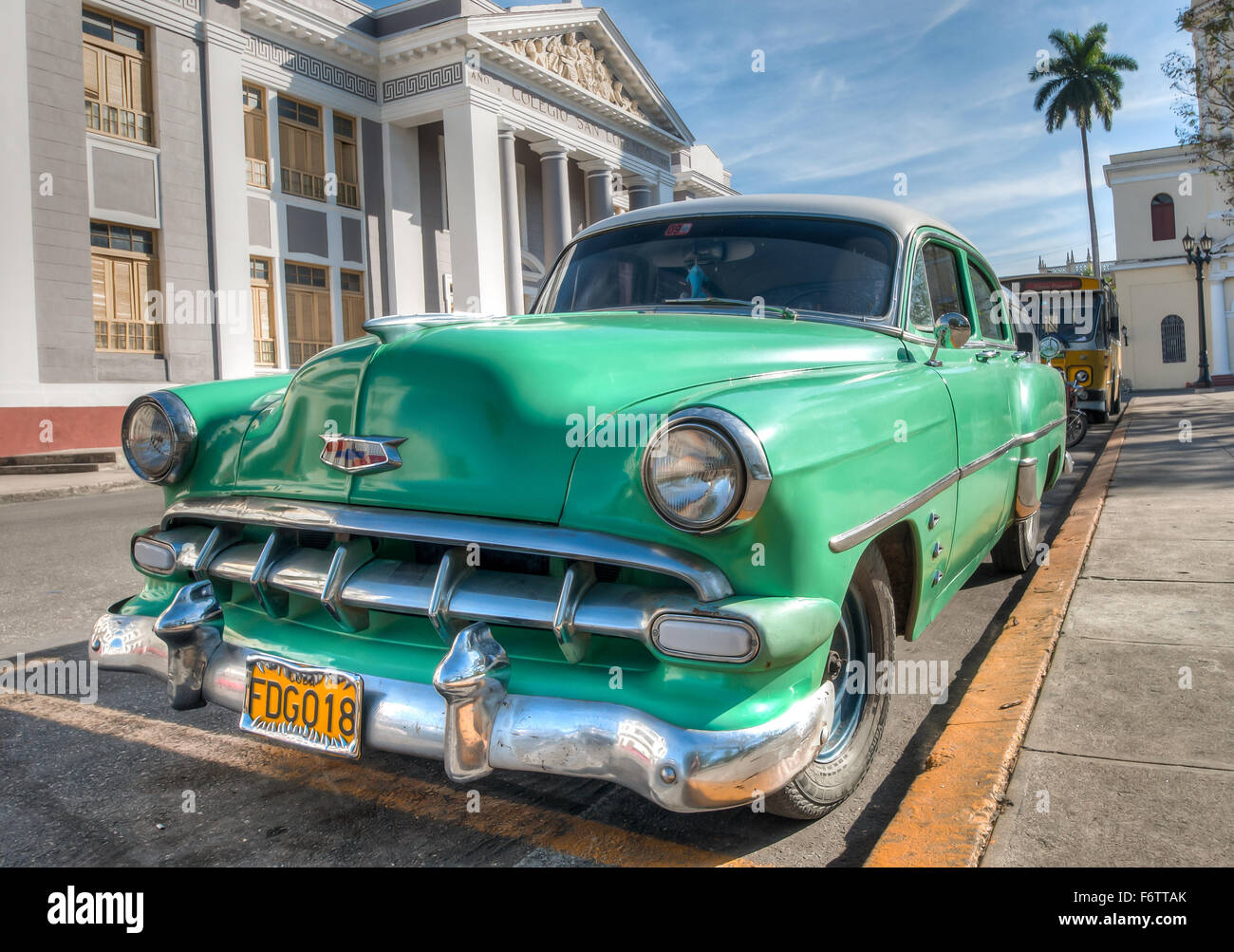 January 1,2013 in Cien Fuegos.These old cars,the only ones that Stock Photo