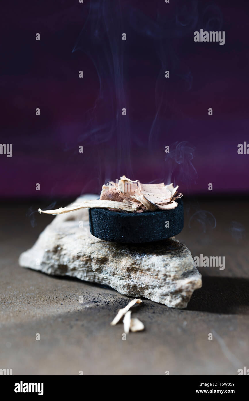 Burning cedar wood Stock Photo Alamy