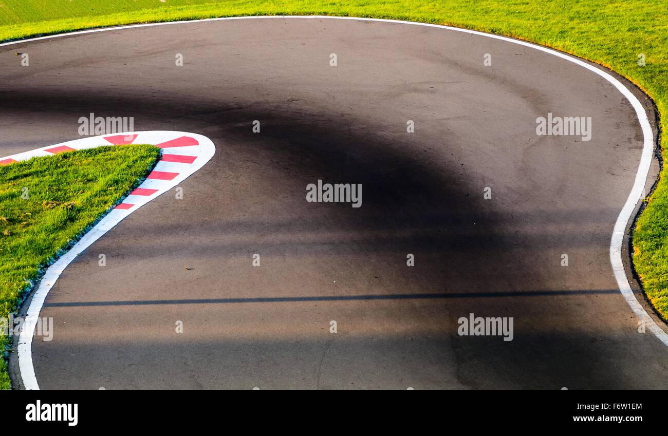 An empty bend on a race car circuit. Stock Photo