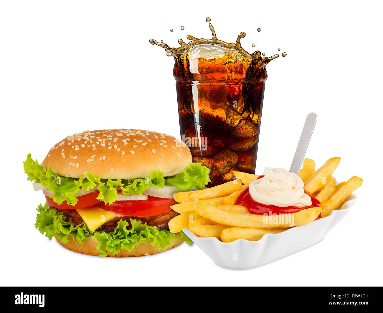 Fast food meal on white background Stock Photo