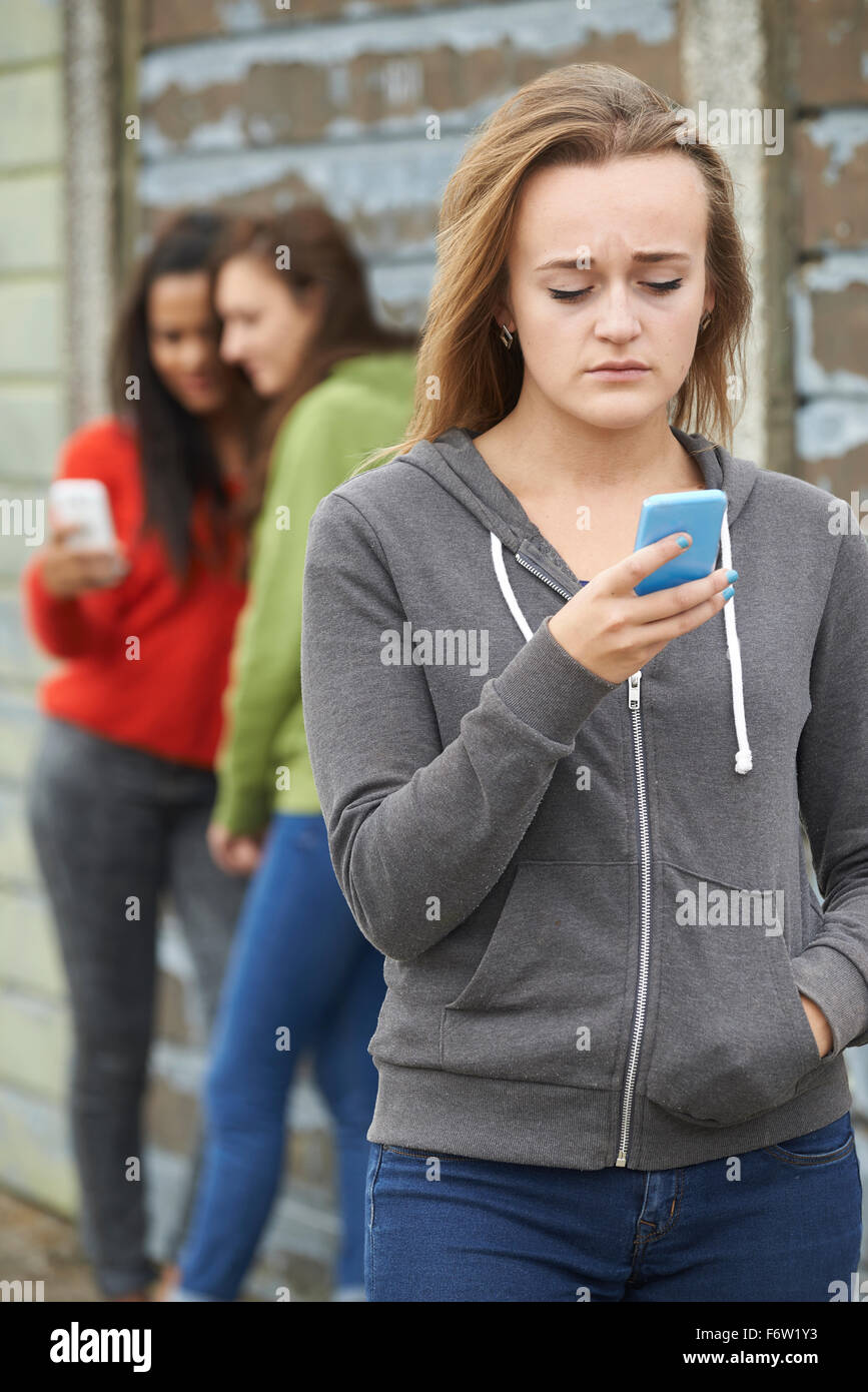 Teenage Girl Being Bullied By Text Message Stock Photo - Alamy