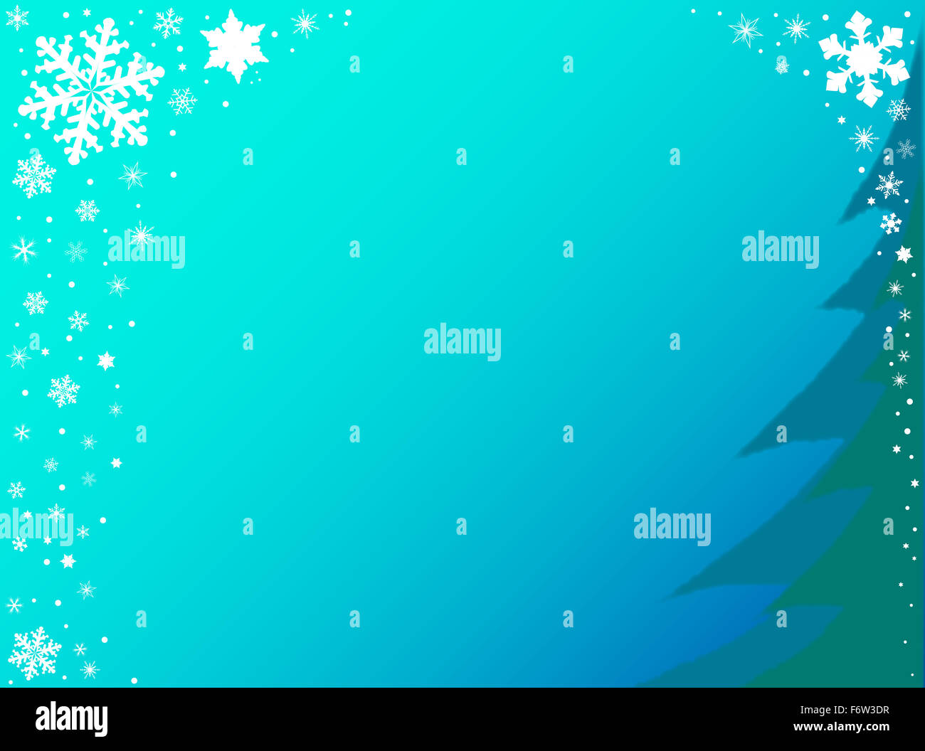 A Christmas scene of snowflakes falling against a blue background Stock ...