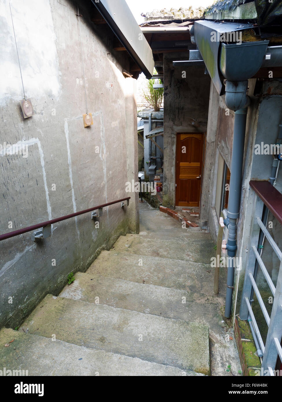 narrow angle view of stair to the house Stock Photo