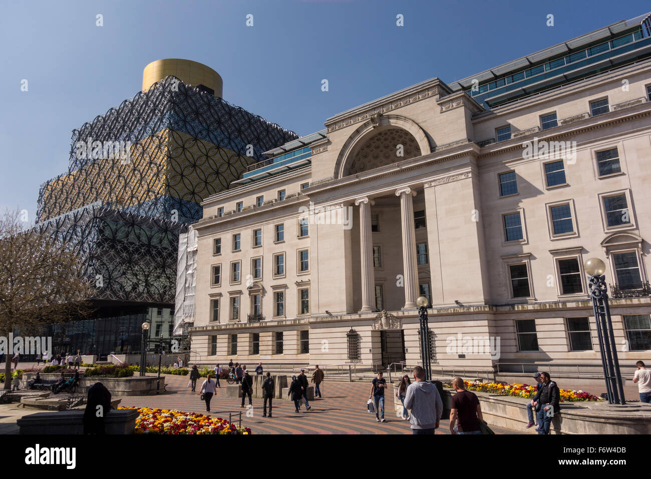 Library of Birmingham and Baskerville House in Centenary Square of Brimingham, UK Stock Photo