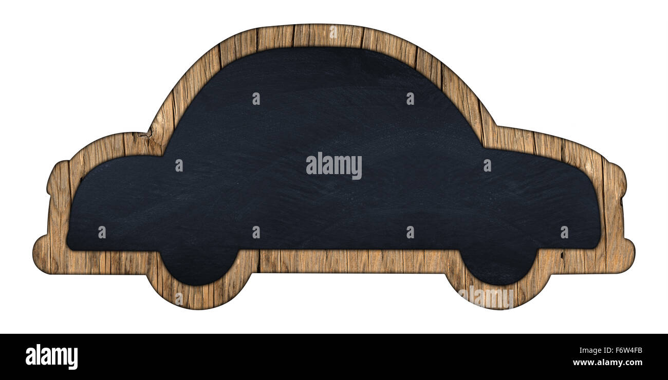 car shaped blackboard on white background Stock Photo