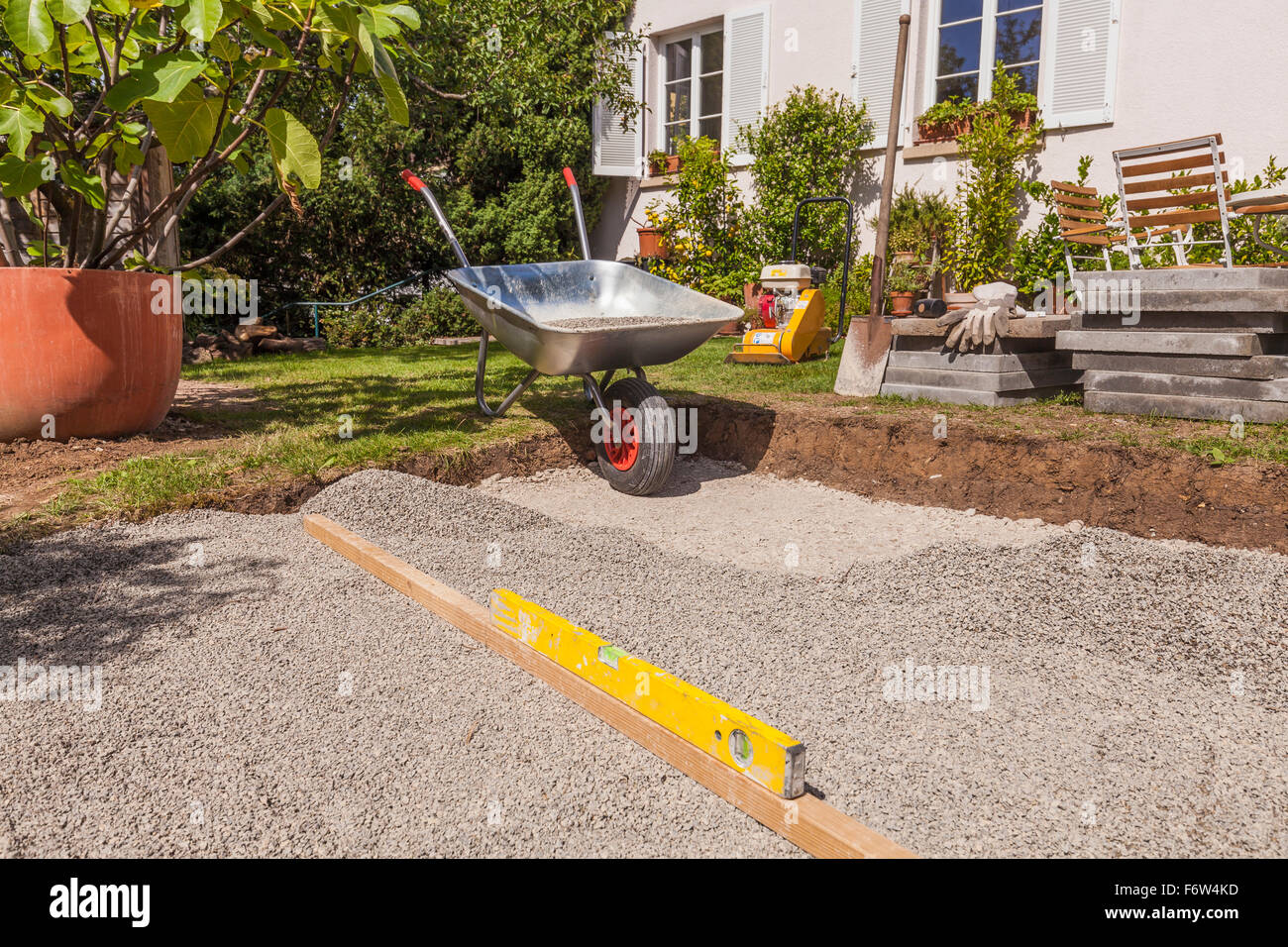 Foundation for a garden shed Stock Photo - Alamy