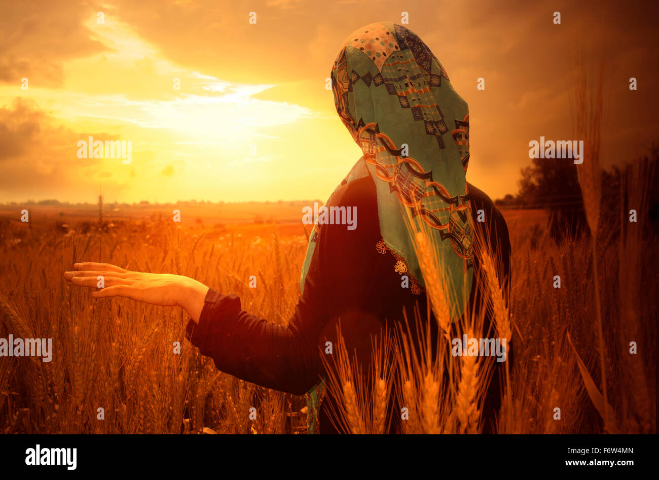 Woman at Farm field,Turkey Stock Photo