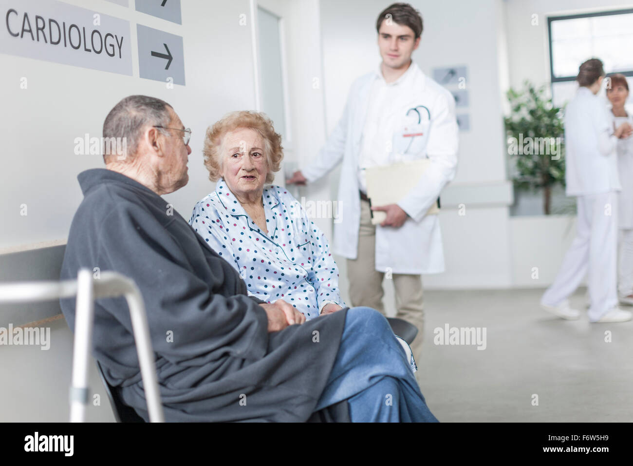 Elderly patients waiting in hospital Stock Photo Alamy