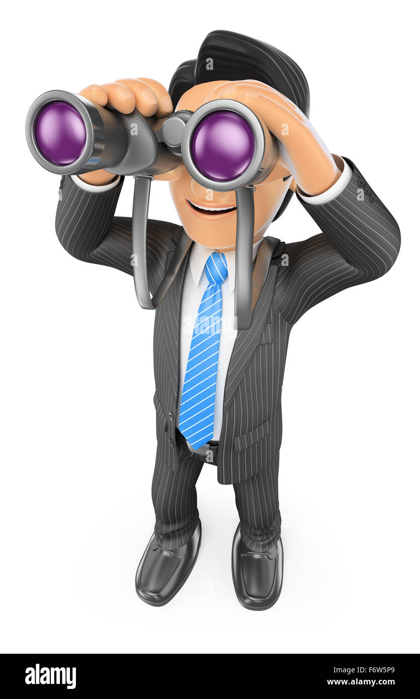 3d business people. Businessman looking through binoculars. Visionary ...