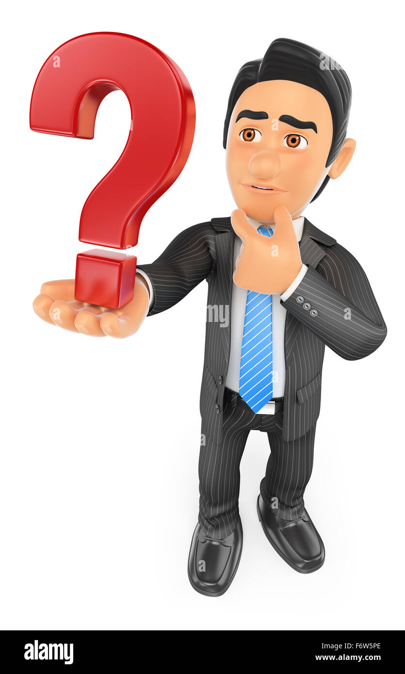 3d business people. Businessman doubtful with a question mark. Isolated ...
